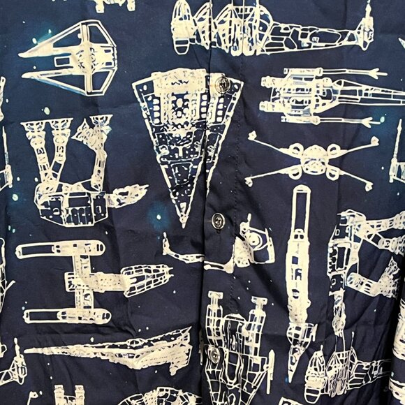 NEW Star Wars Men's button down Hawaiian shirt XL ship fighter - Picture 3 of 6